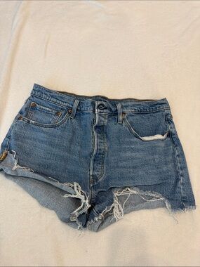 Levi's Medium Blue Distressed Cutoff Jean Shorts
